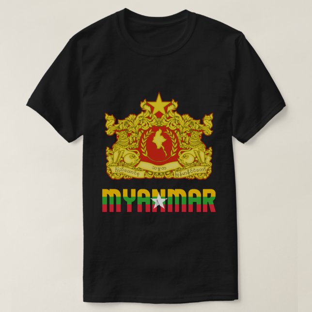 Myanmar Flagga och Jacka av Arm Patriotic T Shirt (Design framsida)