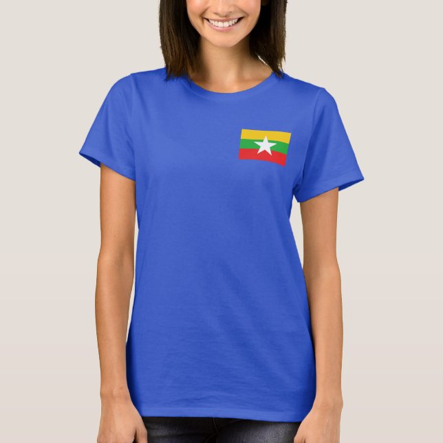 Myanmar Flagga och Karta dk T-Shirt (Framsida)