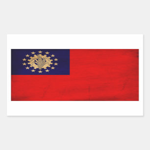 Myanmar flagga rektangulärt klistermärke