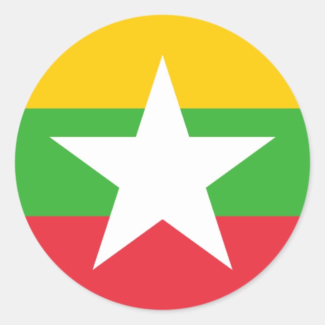 Myanmar Flagga Runt Klistermärke (Framsida)