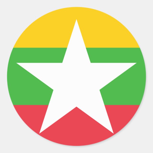 Myanmar Flagga Runt Klistermärke (Framsida)