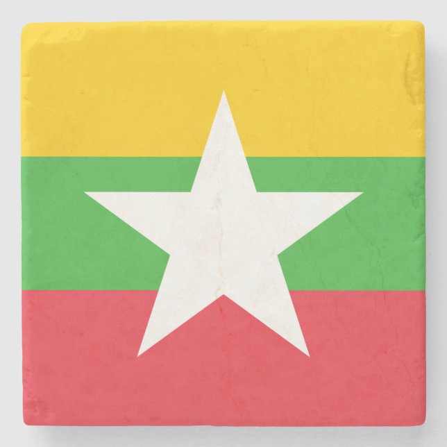 Myanmar Flagga Stenunderlägg (Framsidan)