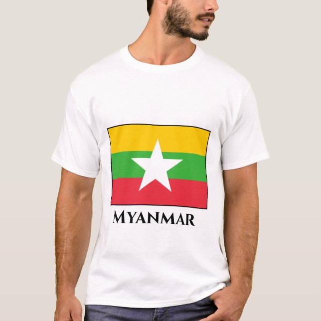 Myanmar Flagga T Shirt (Framsida)