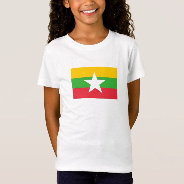 Myanmar Flagga T Shirt (Framsida)