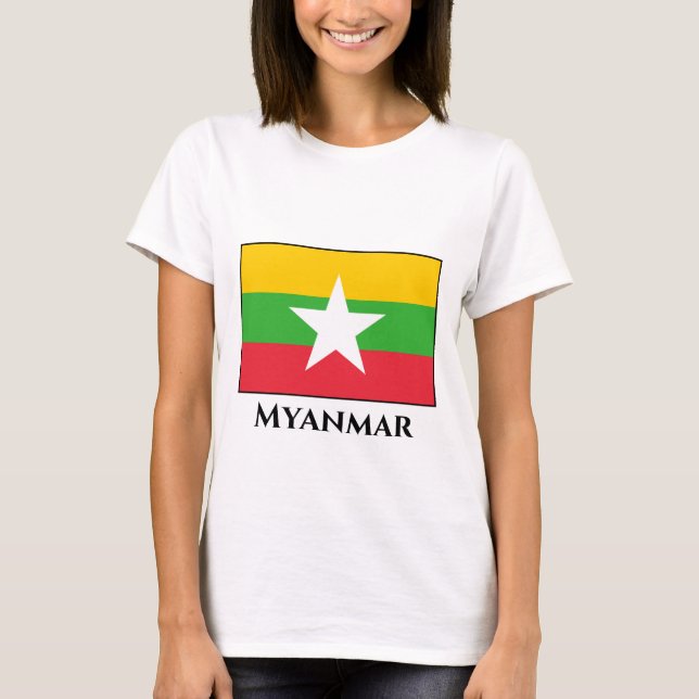 Myanmar Flagga T Shirt (Framsida)