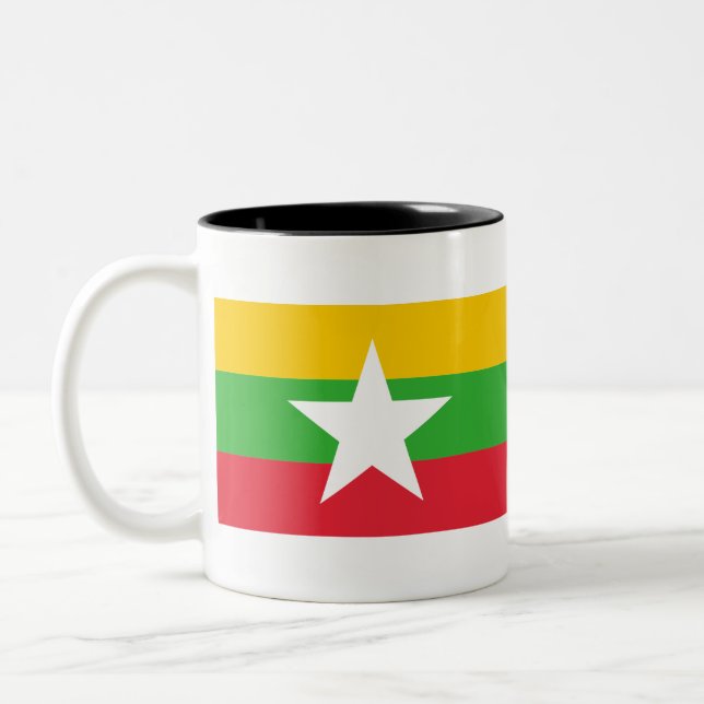 Myanmar Flagga Två-Tonad Mugg (Vänster)