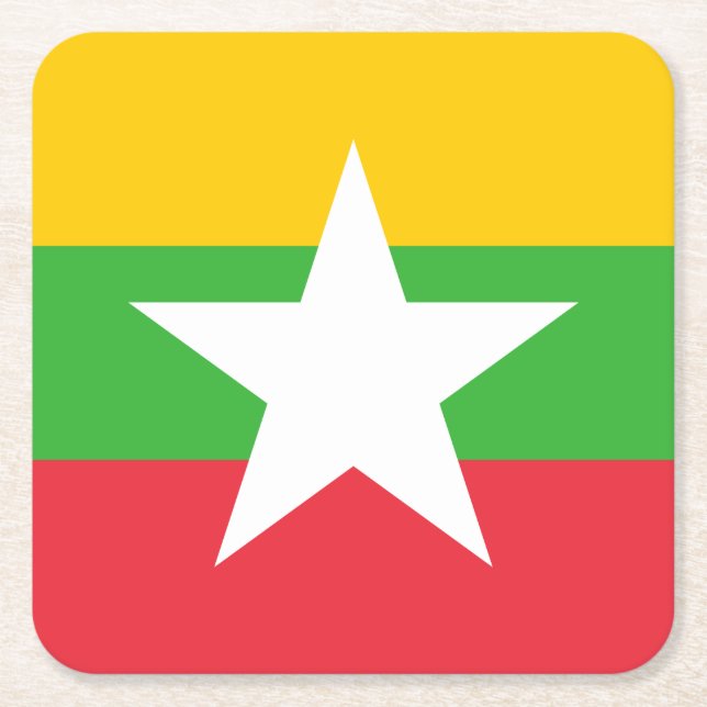 Myanmar Flagga Underlägg Papper Kvadrat (Framsidan)