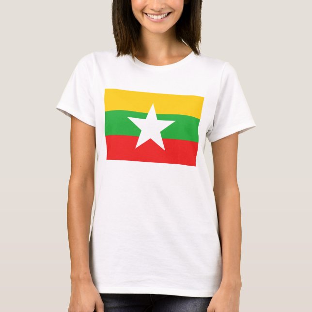 Myanmar Flagga x Karttryckt T-Shirt (Framsida)