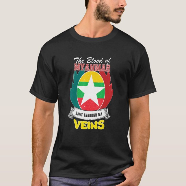 Myanmar in My Veins T Shirt (Framsida)