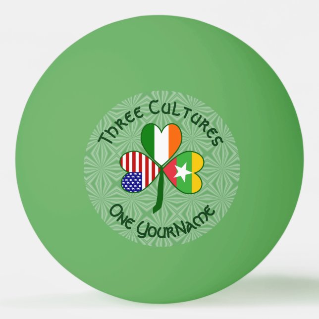 Myanmar Irish American Flaggor Shamrock Namn Pingisboll (Framsidan)