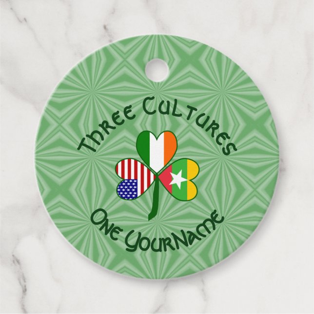 Myanmar Irish USA Shamrock Flagga Personlig Gåvor Etiketter (Framsida)