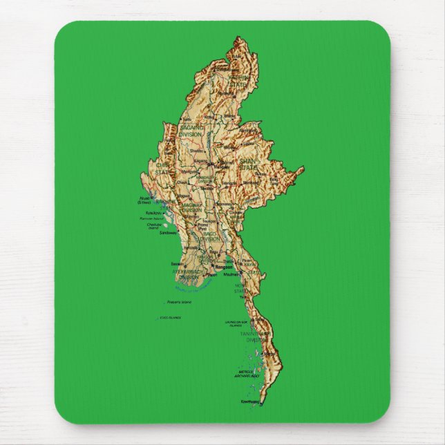 Myanmar karta Mousepad Musmatta (Framsidan)