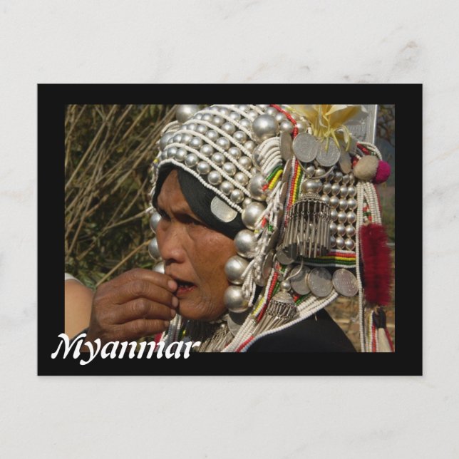 Myanmar kvinnavykort vykort (Framsida)