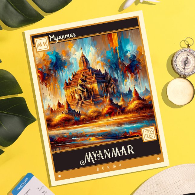 Myanmar | Måla Vintage Vykort (Skapare uppladdad)