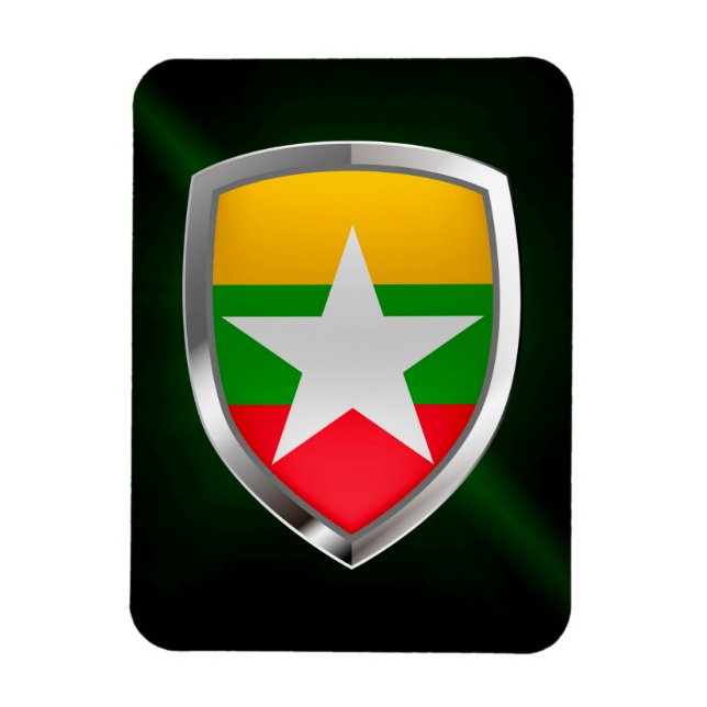 Myanmar Metallic Emblem Magnet (Vertikal)