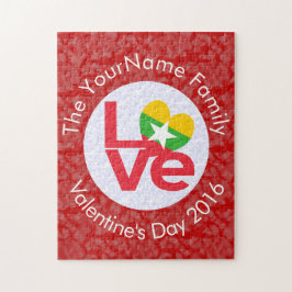 Myanmar Myanmar Flagga Red Brev KÄRLEK White på Rö Pussel