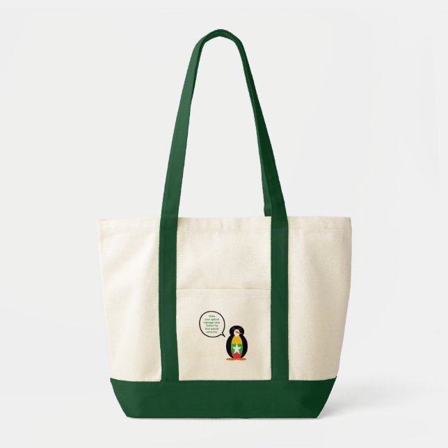 Myanmar Myanmar Flagga Talking Penguin Tygkasse (Framsidan)