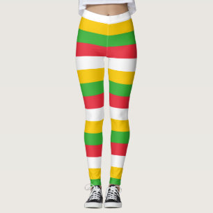Myanmar National Flagga Färg Vågrät Stripe Leggings