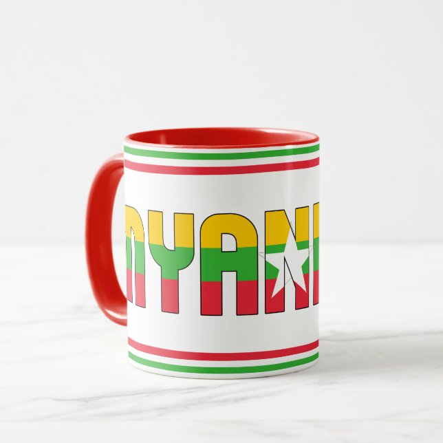 Myanmar National Flagga Patriotic Coffee Mugg (Framsida vänster)
