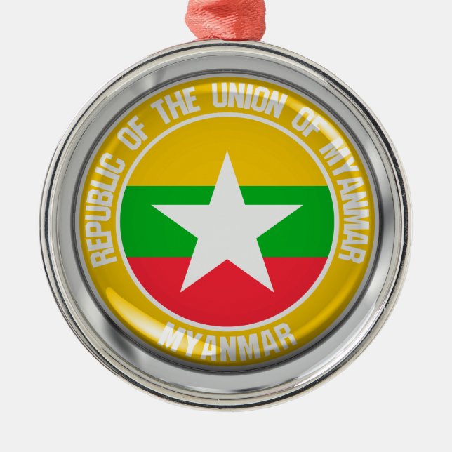 Myanmar Round Emblem Julgransprydnad Metall (Framsidan)