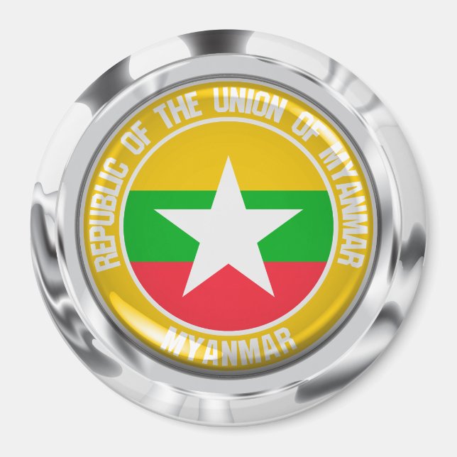 Myanmar Round Emblem Magnet (Framsidan)