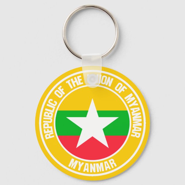 Myanmar Round Emblem Nyckelring (Framsida)