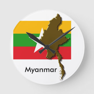 Myanmar Runde Wanduhr Rund Klocka