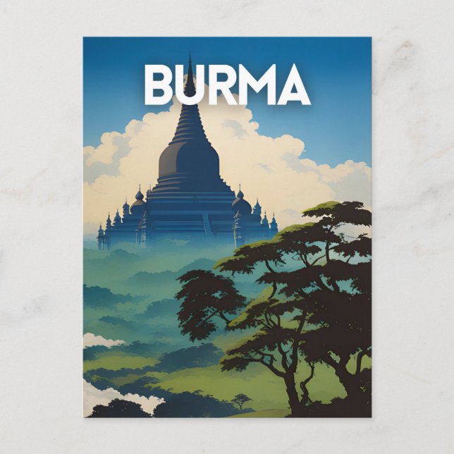 Myanmar Travel Poster Vykort (Framsida)