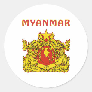 Myanmar vapensköld runt klistermärke