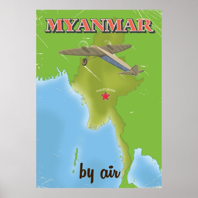 Myanmar vintage resemaffisch poster (Framsidan)