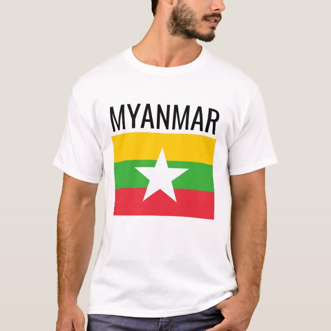 Myanmar/World Land National Flagga T Shirt (Framsida)