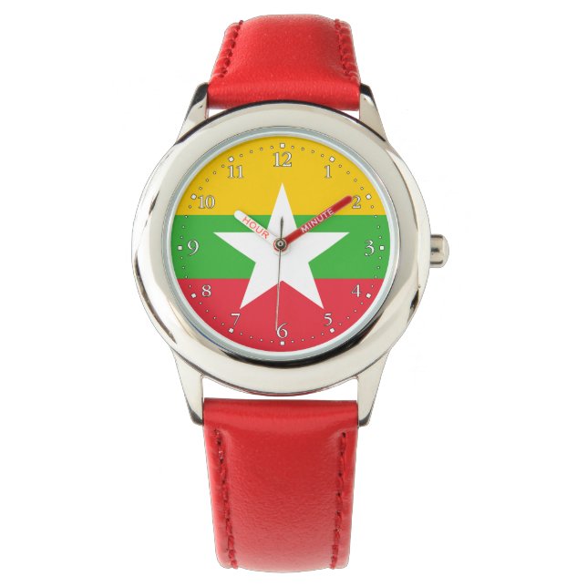Myanmars flagga armbandsur (Framsida)