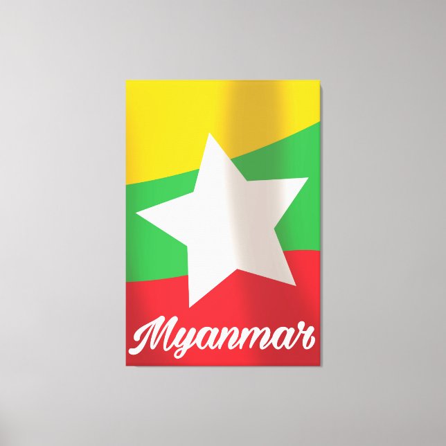 Myanmars Flagga-reseaffisch Canvastryck (Framsida)