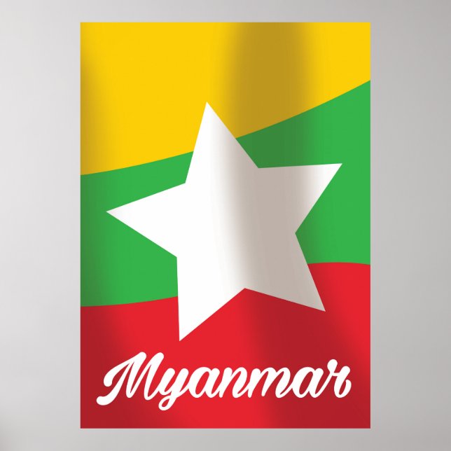 Myanmars Flagga-reseaffisch Poster (Framsidan)