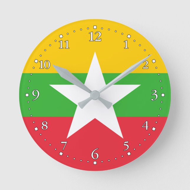 Myanmars flagga rund klocka (Framsida)