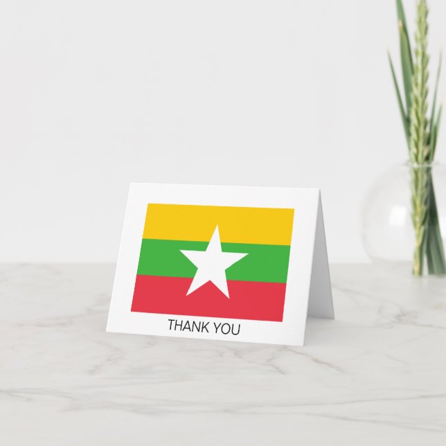 Myanmars flagga tack kort (Framsida)