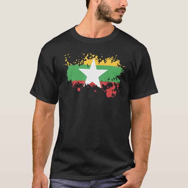 Myanmars för manar sudanesiska kvinnor i Flagga T Shirt (Framsida)