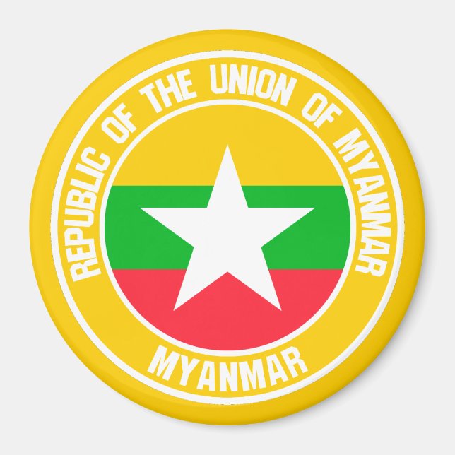 Myanmars runda emblem magnet (Framsidan)