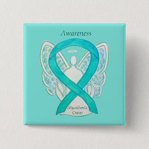 Myasthenia Gravis Awareness Angel Ribbon Art Pin Knapp