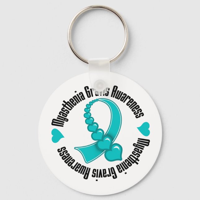 Myasthenia Gravis Awareness Cascading Hearts Nyckelring (Framsida)