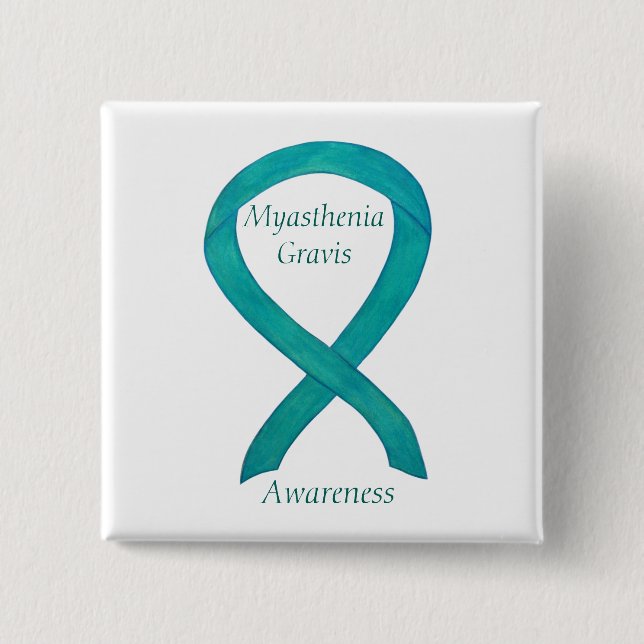 Myasthenia Gravis Awareness Ribbon Art Anpassnings Knapp (Framsida)