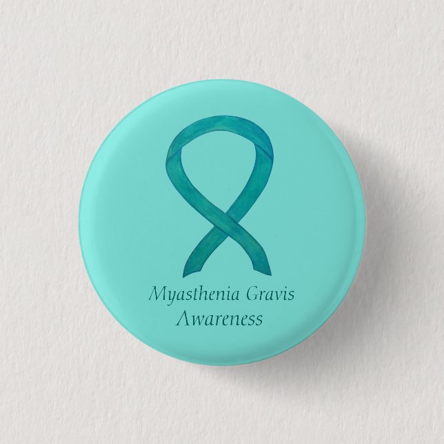 Myasthenia Gravis Awareness Ribbon Art Anpassnings Knapp (Framsida)