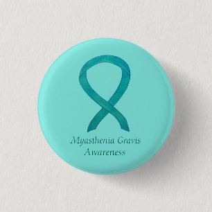 Myasthenia Gravis Awareness Ribbon Art Anpassnings Knapp