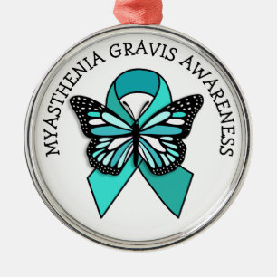 Myasthenia Gravis Awareness Ribbon Butterfly Julgransprydnad Metall