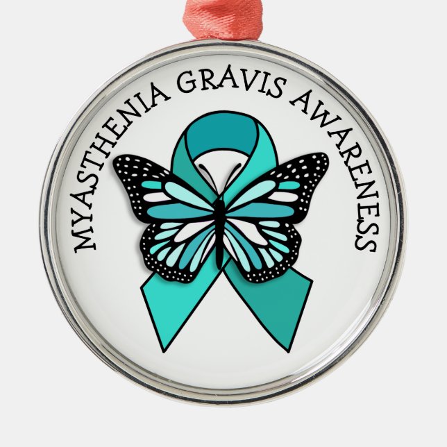 Myasthenia Gravis Awareness Ribbon Butterfly Julgransprydnad Metall (Framsidan)