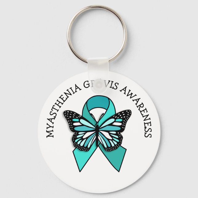 Myasthenia Gravis Awareness Ribbon Butterfly Nyckelring (Framsida)