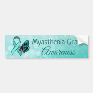 Myasthenia Gravis Awareness Teal Butterfly Ribbon Bildekal