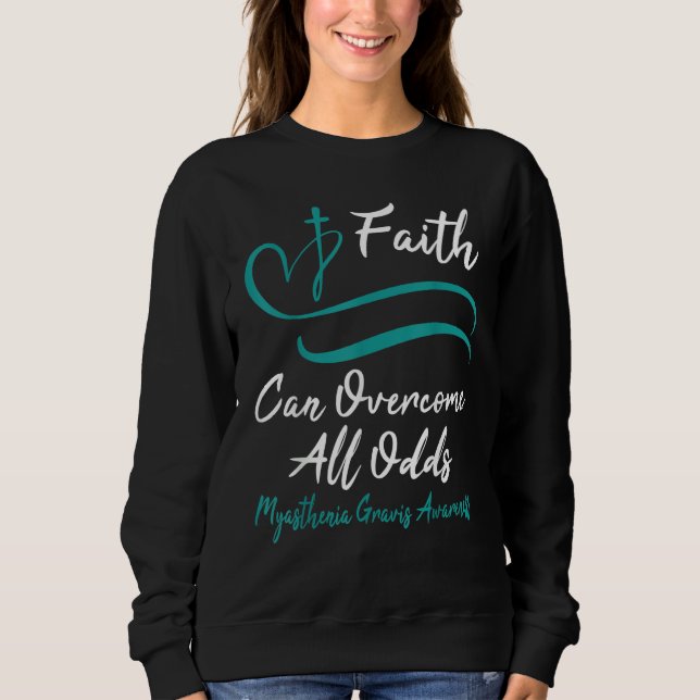 Myasthenia Gravis Awareness Teal Ribbon Christian  T Shirt (Framsida)