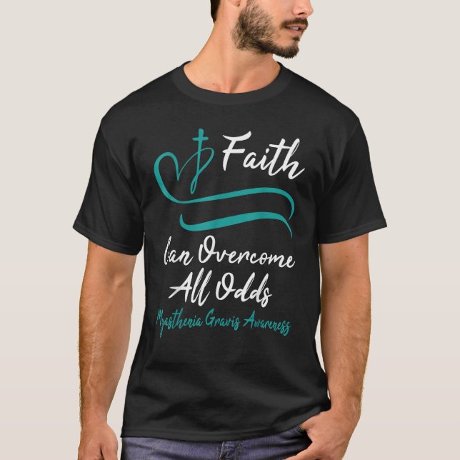 Myasthenia Gravis Awareness Teal Ribbon Christian  T Shirt (Framsida)