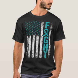 Myasthenia Gravis Fight USA flagga Teal MG Awarene T Shirt